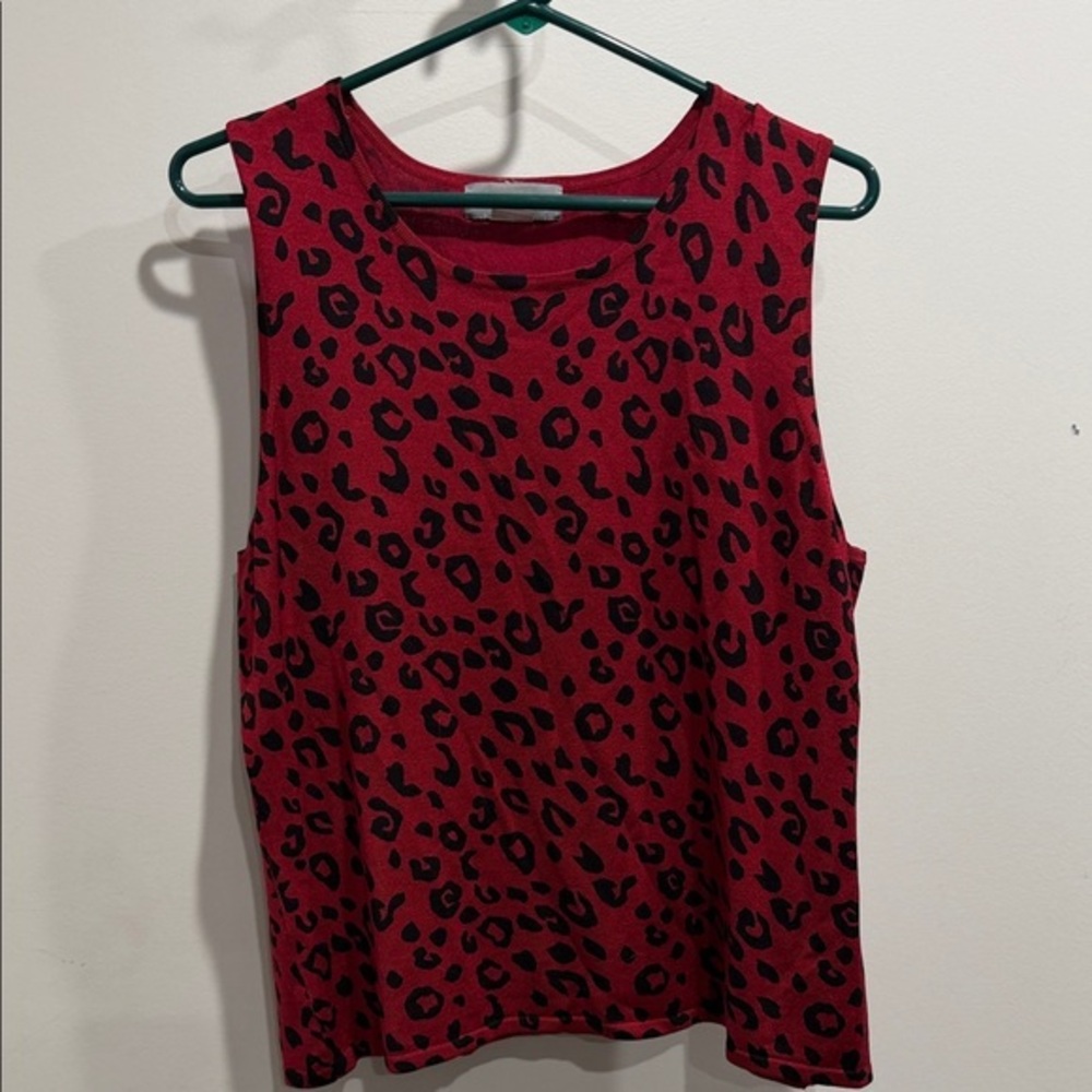 Red Leopard Print Tank Top - Women's Sleeveless Tee